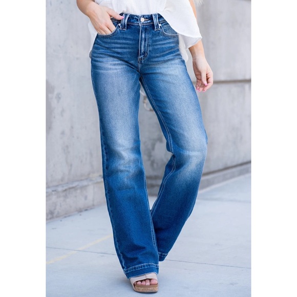 Kancan Holly High Rise Flare Hem Jeans Dark Women’s Multi Sizes NWT - Picture 14 of 15